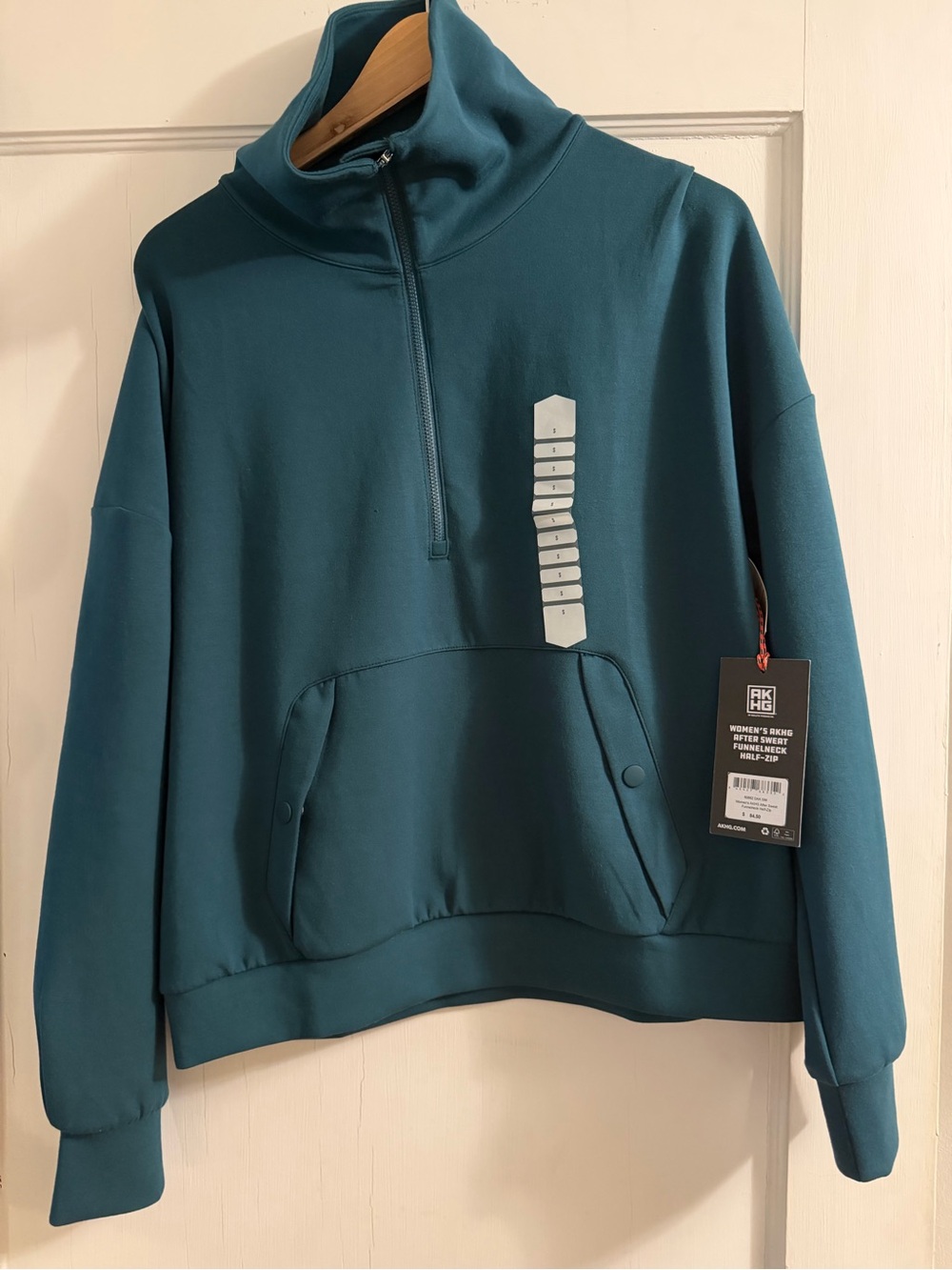 Women's Teal Cowl Half-Zip Pullover Turtleneck Sweater
